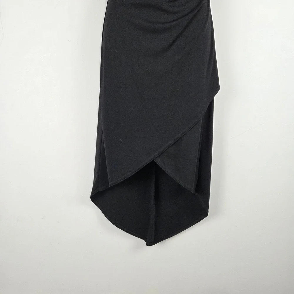 Vtg City Triangles Black Strapless Ruched Asymmetrical Hi-Low Dress M HOCO Y2K‎
